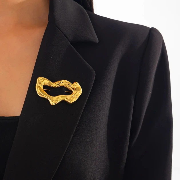 Брошь из стали BROCHE бижутерия Модерн Оазис золотистая BRSF115350 - изображение 3