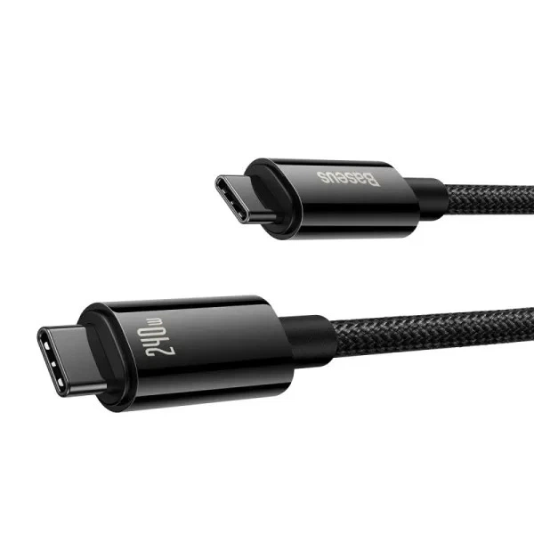 Кабель швидкого заряджання Type-C to Type-C Baseus Tungsten Gold 240W PD3.1 1m Fast Charging Data Cable, чорний - зображення 3