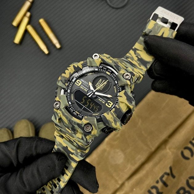Годинник наручний Awarder 001 Тризуб золото Camo Green - изображение 2