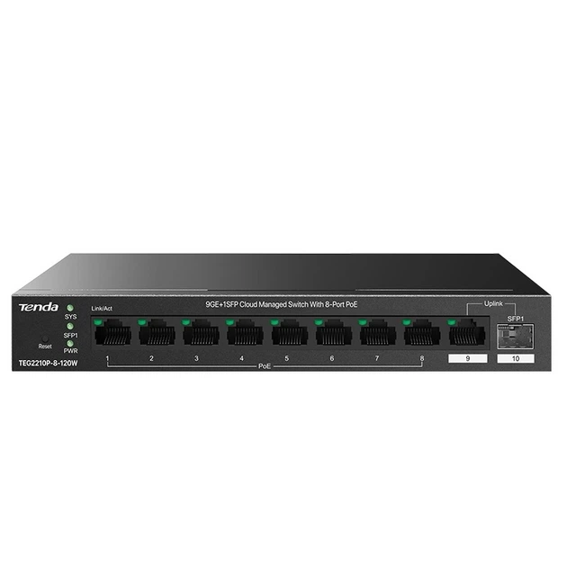 Комутатор Tenda TEG2210P-8-120W - Фото 1 Комутатор Tenda TEG2210P-8-120W - изображение 1