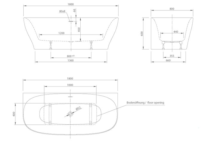 Ванна пристенная Knief Dream Wall 180x80x60 см (0100-252-06) - изображение 3