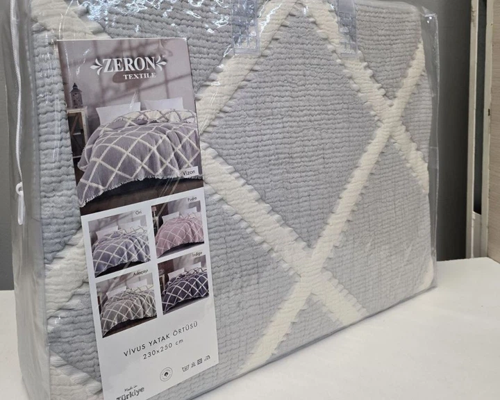 Турецьке муслінове покривало Zeron JACQUARD exclusive 230х250 Vivus Gri - зображення 2