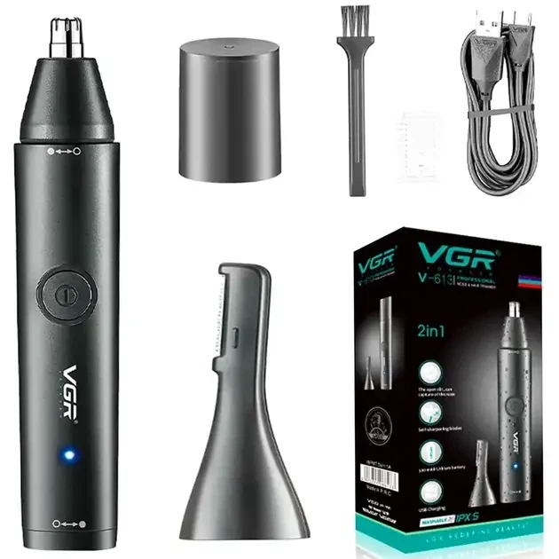 Триммер VGR V613 универсальный 2 в 1 для носа ушей и окантовка с USB зарядкой влагозащитой - изображение 7