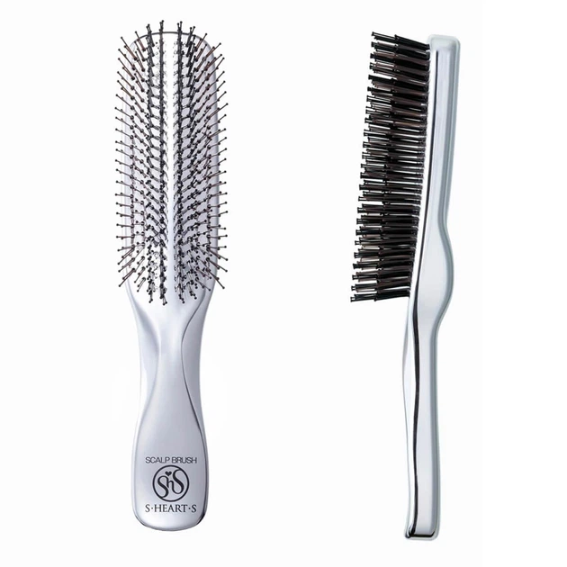 Расческа для волос Scalp Brush Plus S-HEART-S,коротка, срібла - изображение 2