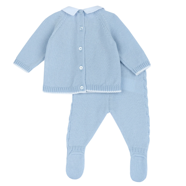 Шерстяной костюм Chicco Fabio: джемпер и ползунки, цвет голубой, размер 62 (091.00362.021) - изображение 2
