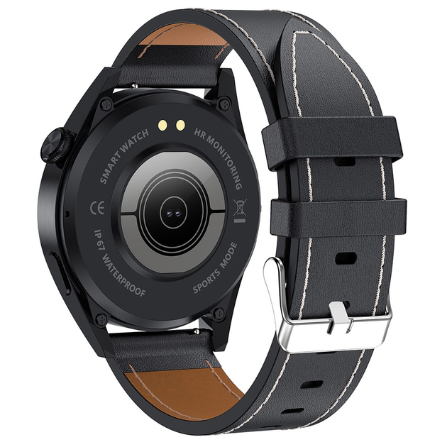 Умные смарт-часы i39 с Bluetooth-звонками, классический круглый экран 1.28" и черный кожаный ремешок - изображение 7