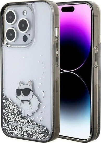 Панель Karl Lagerfeld Liquid Glitter Choupette для Apple iPhone 15 Pro Transparent (3666339164218) - зображення 1