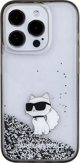 Панель Karl Lagerfeld Liquid Glitter Choupette для Apple iPhone 15 Pro Transparent (3666339164218) - зображення 3