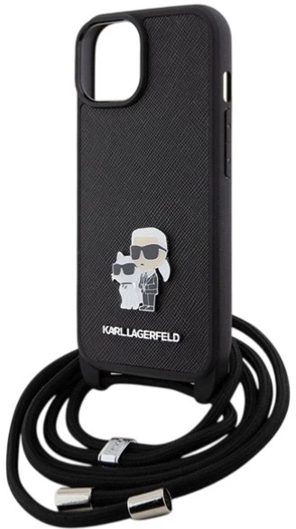 Панель Karl Lagerfeld Crossbody Saffiano Metal Pin Karl&Choupette для Apple iPhone 15 Black (3666339165758) - зображення 4