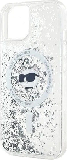 Панель Karl Lagerfeld Liquid Glitter Choupette Head Magsafe для Apple iPhone 14 / 15 / 13 Transparent (3666339285722) - зображення 5