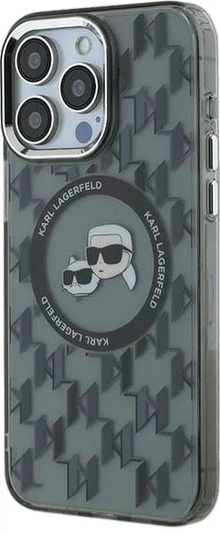 Панель Karl Lagerfeld IML Monogram Karl & Choupette Head MagSafe для Apple iPhone 15 Pro Black (3666339284909) - зображення 2