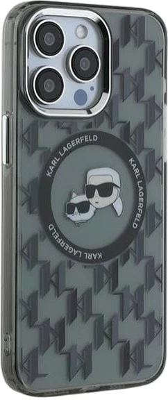 Панель Karl Lagerfeld IML Monogram Karl & Choupette Head MagSafe для Apple iPhone 15 Pro Black (3666339284909) - зображення 4