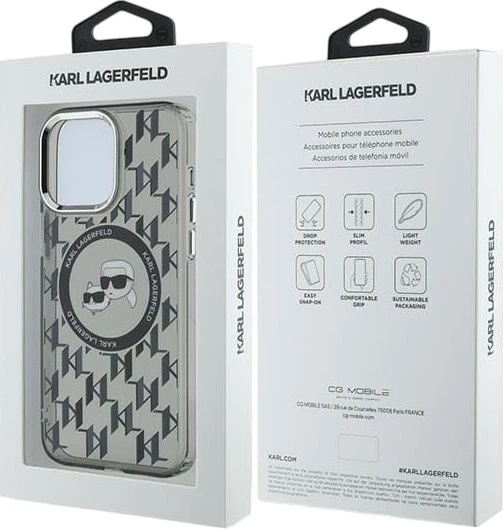 Панель Karl Lagerfeld IML Monogram Karl & Choupette Head MagSafe для Apple iPhone 15 Pro Black (3666339284909) - зображення 8