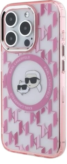 Панель Karl Lagerfeld IML Monogram Karl & Choupette Head MagSafe для Apple iPhone 15 Pro Pink (3666339285043) - зображення 2