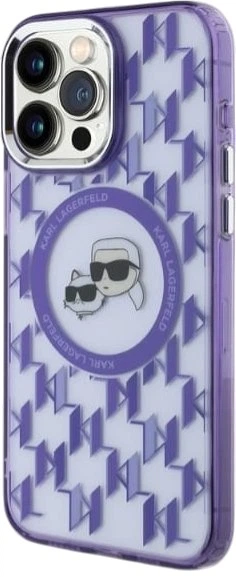 Панель Karl Lagerfeld IML Monogram Karl & Choupette Head MagSafe для Apple iPhone 15 Pro Purple (3666339285180) - зображення 2