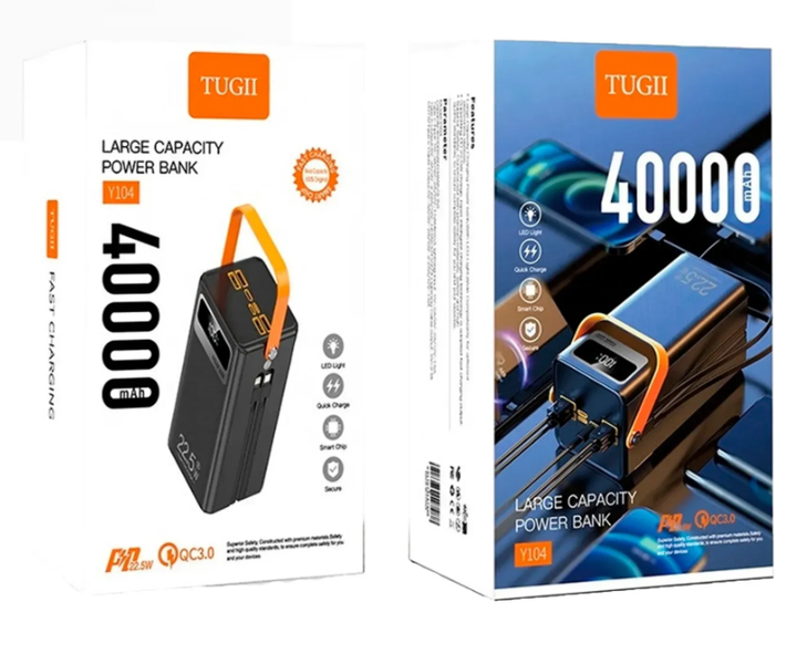 Дополнительная батарея Tugii Y104 40000 mAh 22.5W PD22.5W black - изображение 3