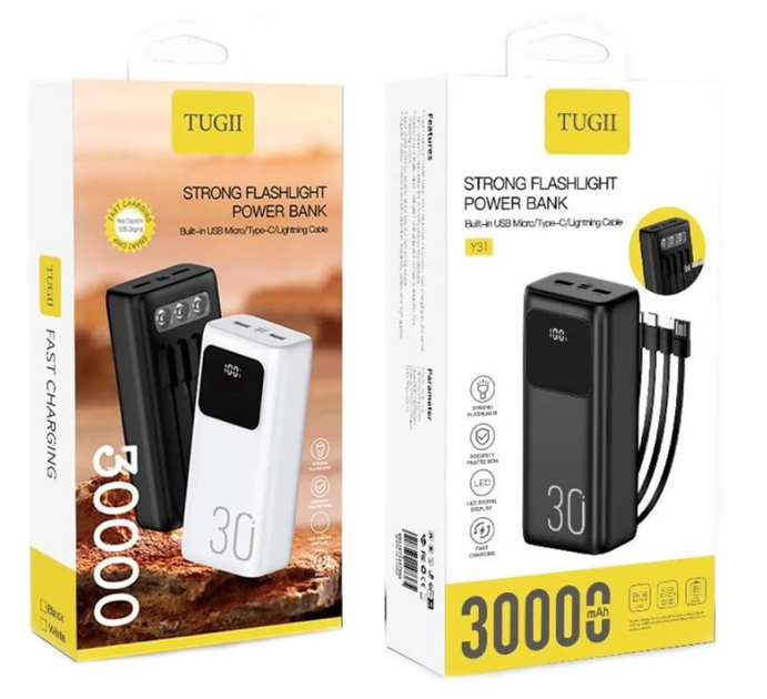 Дополнительная батарея Tugii Y31 30000 mah LED Lamp Display+cable black - изображение 2