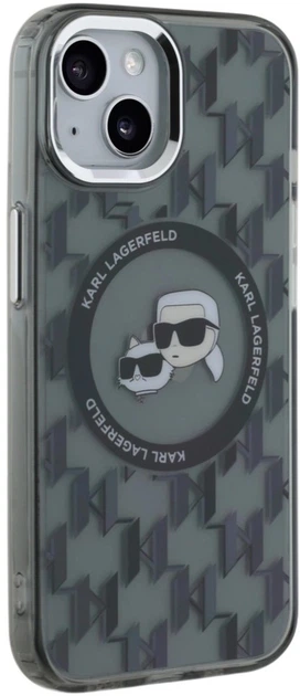 Панель Karl Lagerfeld IML Monogram Karl & Choupette Head MagSafe для Apple iPhone 15 Black (3666339284886) - зображення 4