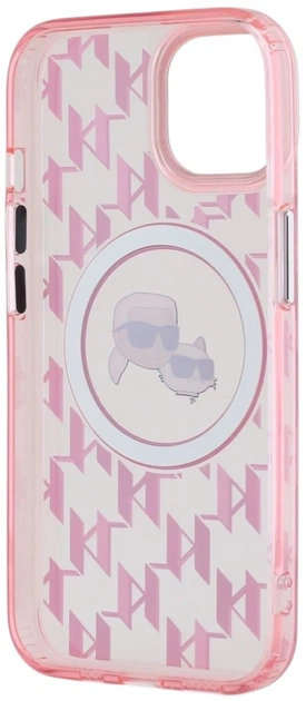 Панель Karl Lagerfeld IML Monogram Karl & Choupette Head MagSafe для Apple iPhone 15 Pink (3666339285029) - зображення 6