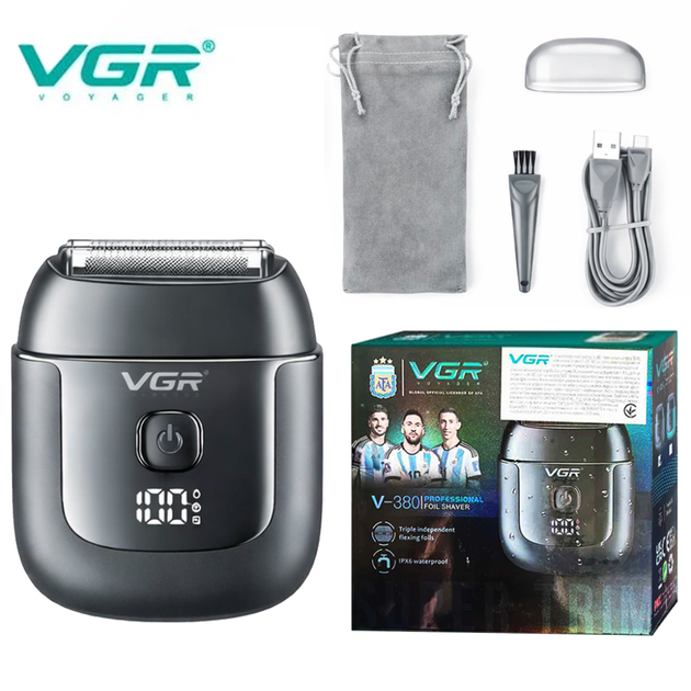 Электробритва для сухого и влажного бритья VGR V380 сеточный IPX6 Черный - изображение 2