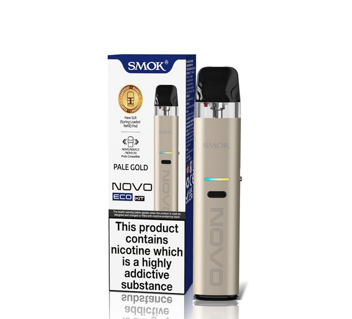 Многоразовая Pod система Smok Novo Eco Pale Gold 1000 мАч электронная сигарета Смок Ново алюминиевый сплав до 30 Вт золотая - изображение 5