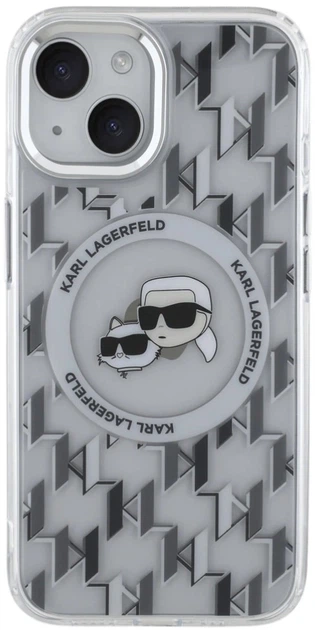 Панель Karl Lagerfeld IML Monogram Karl & Choupette Head MagSafe для Apple iPhone 15 Transparent (3666339285302) - зображення 3