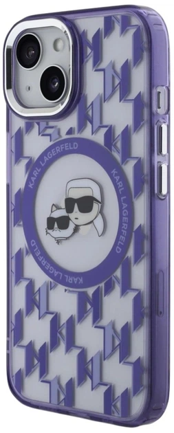 Панель Karl Lagerfeld IML Monogram Karl & Choupette Head MagSafe для Apple iPhone 15 Purple (3666339285166) - зображення 2