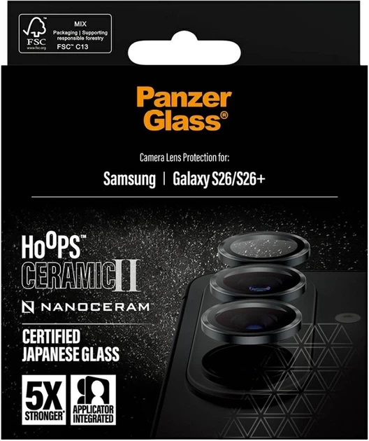 Szklo hartowane na obiektyw Panzer Glass Hoops Ceramic II Lens Protector do Samsung Galaxy S26 / S26+ Black (PG10851) - obraz 6