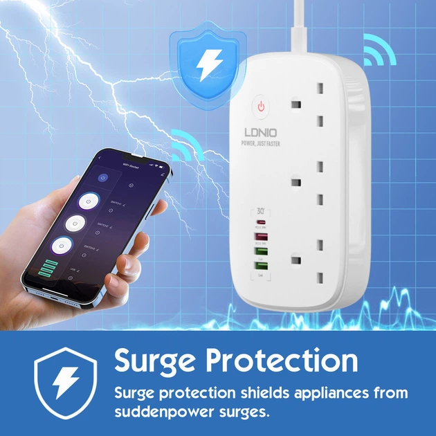 Сетевой удлинитель LDNIO SCW3451 3 порта 30W 2 метра 100-250V USB Type-C белый - изображение 6