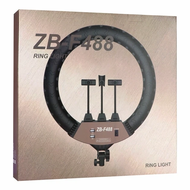 Лампа Ring Light 56 см 3200-6500K Механическое управление для смартфонов и камер ZB-F488 Черный - изображение 2