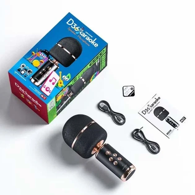 Микрофон колонка Wecome D36 1800mAh AUX черный для караоке и вокала - Фото 5 Микрофон колонка Wecome D36 1800mAh AUX черный для караоке и вокала - изображение 5