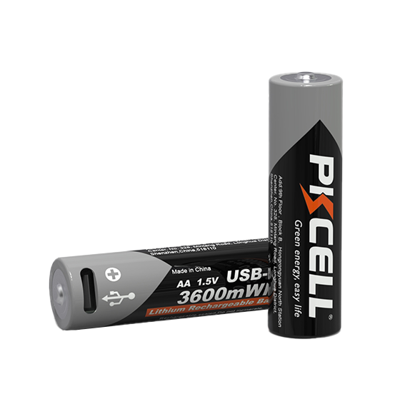 Аккумуляторная батарейка AA 3600mWh USB-C 1.5V 2 шт. для длительной работы устройств PKCELL AA-3600 - изображение 3