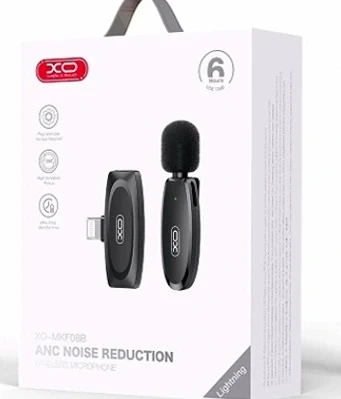 Беспроводной петличный микрофон XO MKF08B Lightning 70 мАч 6 часов записи черный - Фото 2 Беспроводной петличный микрофон XO MKF08B Lightning 70 мАч 6 часов записи черный - изображение 2