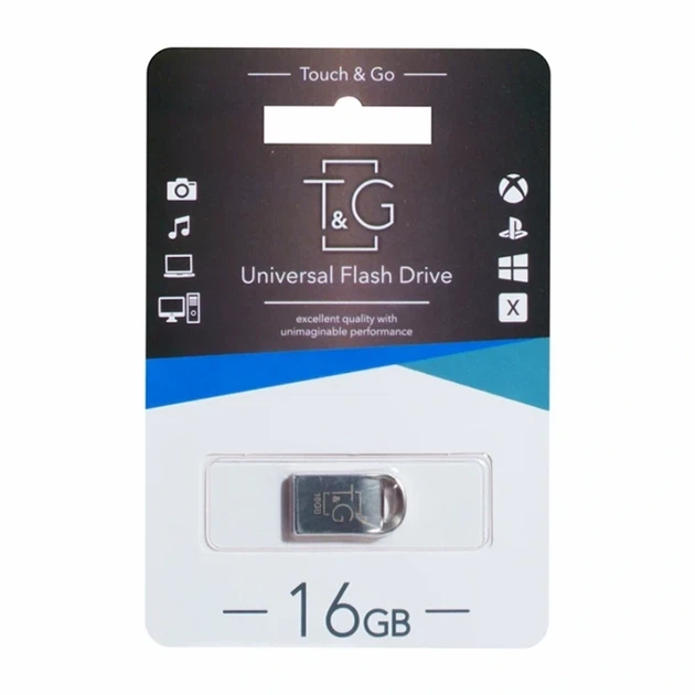 Флешка USB 16GB металл компактная для хранения данных T&G Metal 107 стальной - изображение 2