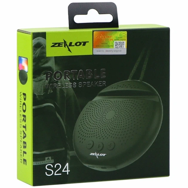 Портативна колонка 5W Bluetooth 5.0 з акумулятором 1500mAh та слотом для картки пам'яті Zealot S24 Чорний - зображення 2