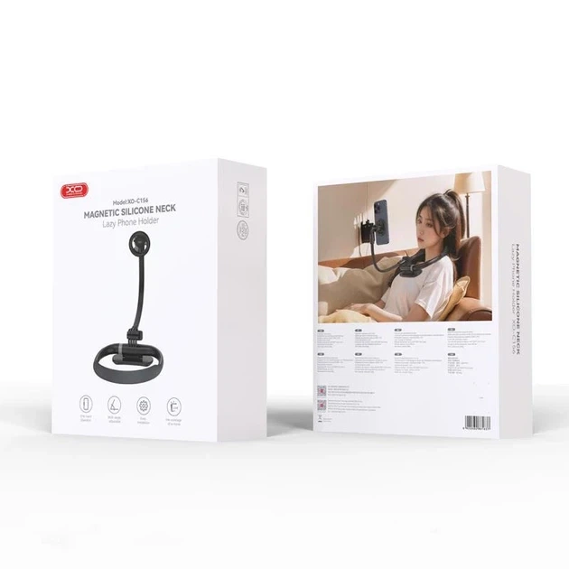 Магнитный держатель на шею 360г черно-серый ABS пластик для смартфонов модель XO C156 - изображение 3