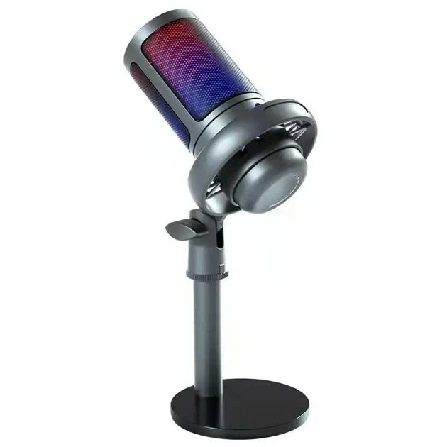 Мікрофон настільний ME6S-RGB чорний з USB Type-C шумозаглушенням та LED підсвічуванням для стримування. - зображення 4