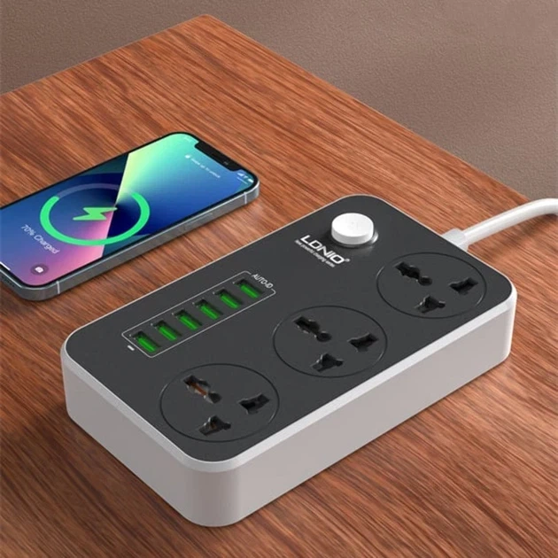 Сетевой удлинитель LDNIO SC3604 3 розетки 6 USB 3.4A 2 м черный огнестойкий поликарбонат - изображение 7
