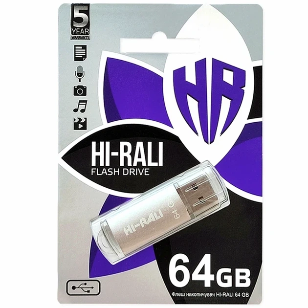 Флешка USB 64GB Hi-Rali Rocket пластиковый корпус для хранения данных USB 2.0 цвет Стальной - Фото 2 Флешка USB 64GB Hi-Rali Rocket пластиковый корпус для хранения данных USB 2.0 цвет Стальной - изображение 2