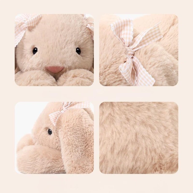 Мягкая игрушка кролик Jooki Lying Bunny с бантиками 35 см Пудровый 85937 (4821000406335) - изображение 5