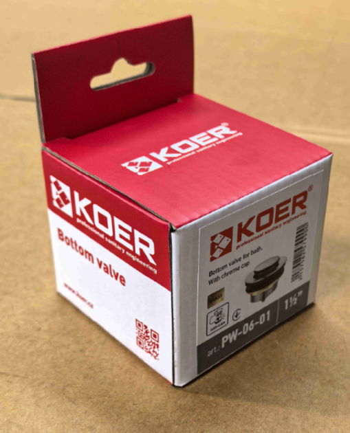 Донний клапан для ванни Koer PW-06-01 1 1/2'' автоматичний СLICK-СLACK (Колір хром) (KR5799) - зображення 8