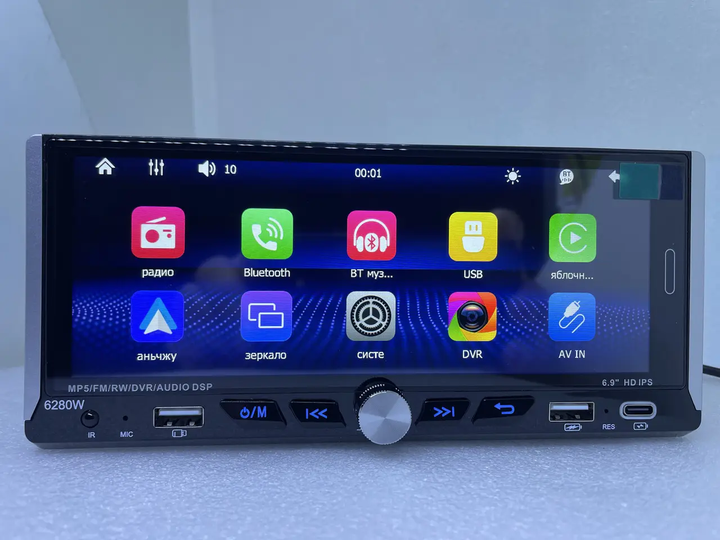 Автомагнитола 6280-W с сенсорным экраном 6.9 1DIN Windows магнитола с Carplay - изображение 3