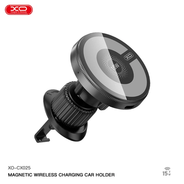 Тримач телефону автомобільний XO з бездротовою зарядкою CX025 Magnetic Car Air Vent 15W чорний XO-CX025 - Фото 3 Тримач телефону автомобільний XO з бездротовою зарядкою CX025 Magnetic Car Air Vent 15W чорний XO-CX025 - зображення 3