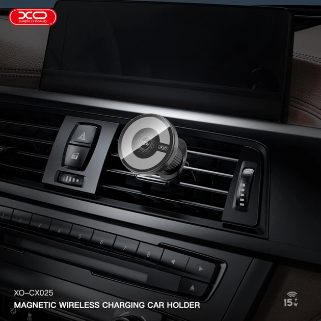 Тримач телефону автомобільний XO з бездротовою зарядкою CX025 Magnetic Car Air Vent 15W чорний XO-CX025 - Фото 7 Тримач телефону автомобільний XO з бездротовою зарядкою CX025 Magnetic Car Air Vent 15W чорний XO-CX025 - зображення 7