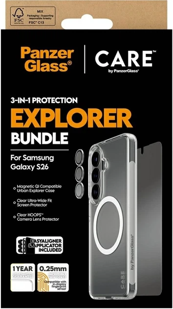 Захисний набір CARE by PanzerGlass 3-in-1 Bundle для Samsung Galaxy S26 Transparent (CR12957) - зображення 6