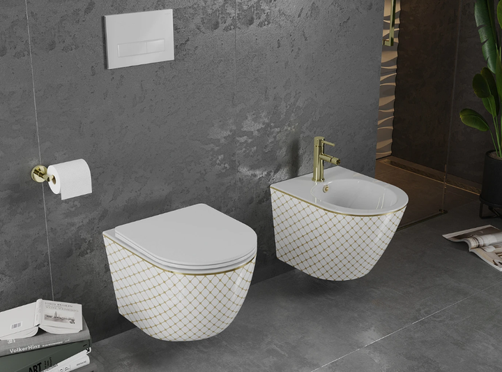 Подвесное биде MEXEN LENA WHITE DIAMOND GOLD - изображение 2
