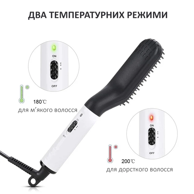 Керамический выпрямитель для бороды Выпрямитель для бороды и волос 2 in 1 beard & hair straightener Быстро нагревается Расческа - изображение 4