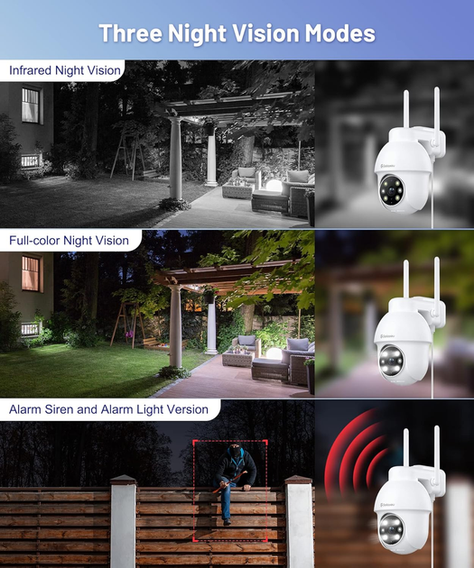 Купольная Беспроводная Wi-Fi камера видеонаблюдения Galyou Y4 2K для улицы - изображение 5