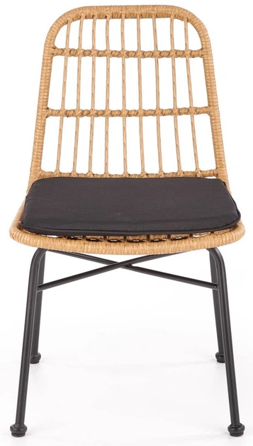 Krzesło do kuchni i salonu Halmar K401 z rattanu Naturalne/Czarne (5905248119338) - obraz 4