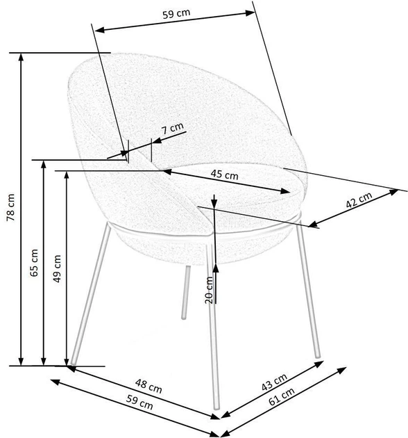 Krzesło do kuchni i salonu Halmar K482 Popielate (5905248121164) - obraz 4